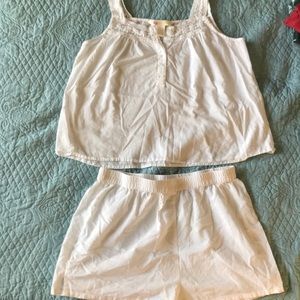 100% cotton white pj short and tank top set.